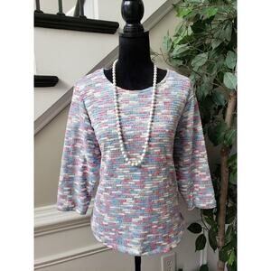 Alfred Dunner Sweater Women's Small Multicolor Space Dye Long Sleeve Pullover